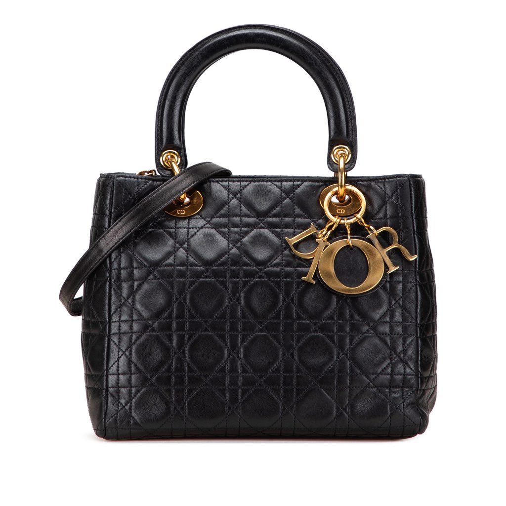 Dior Medium Lambskin Cannage Lady Dior