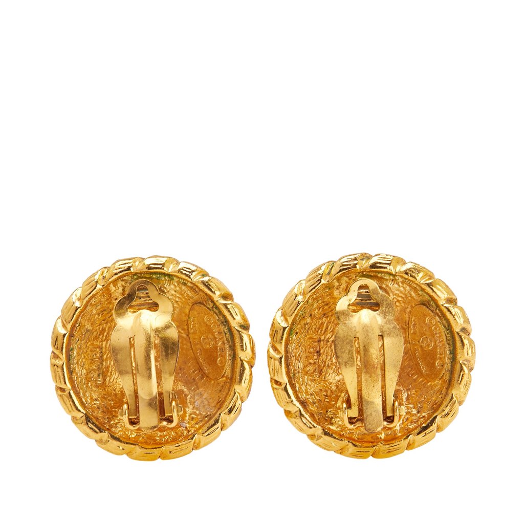 Chanel Gold Plated CC Windmill Clip On Earrings - 2