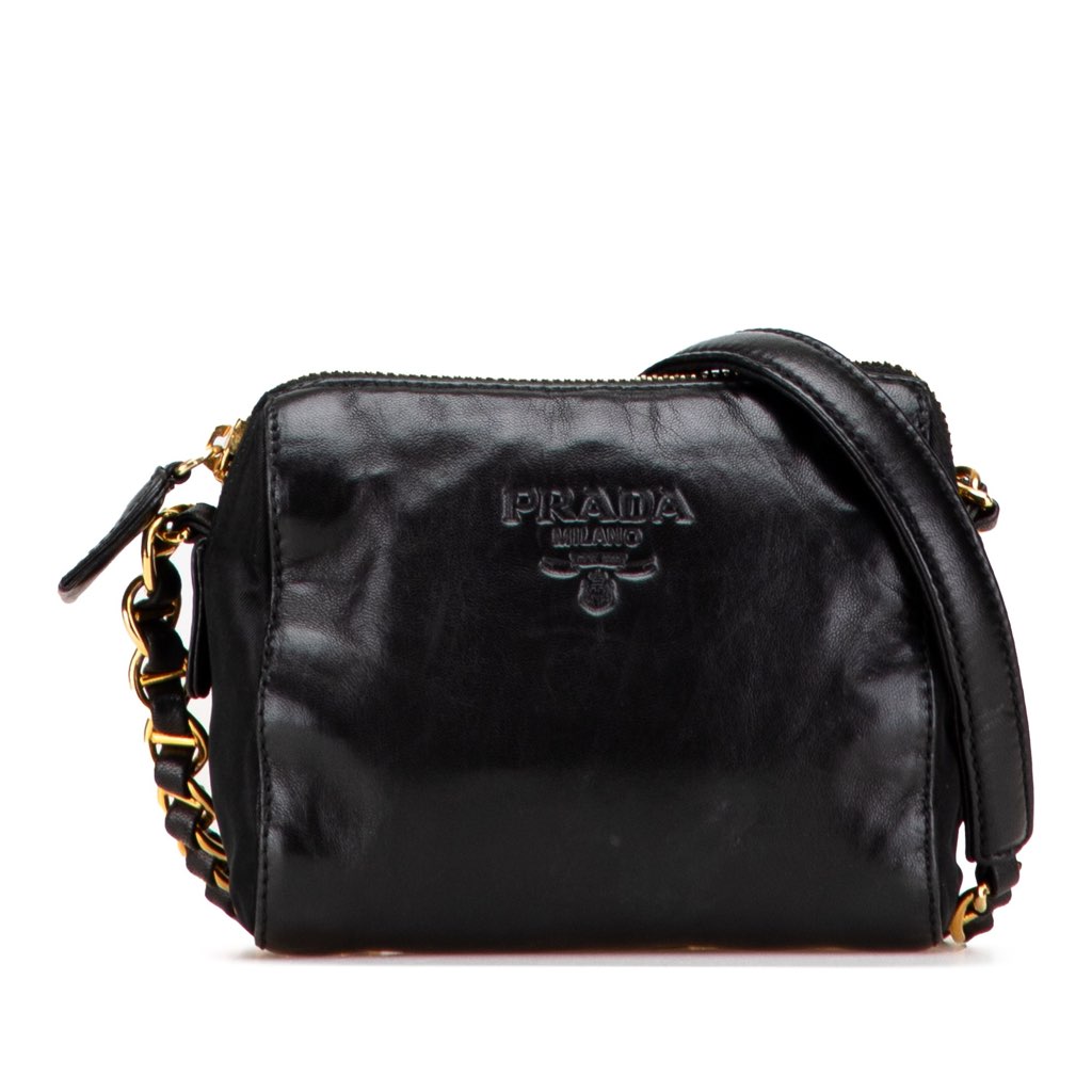 Prada Tessuto Trimmed Nappa Chain Crossbody