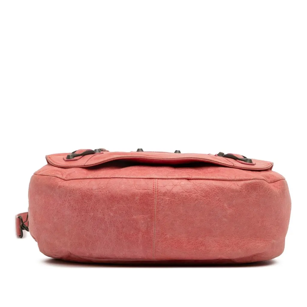 Balenciaga Lambskin Motocross Classic Folk Messenger Bag Pink Leather Good - Inside View