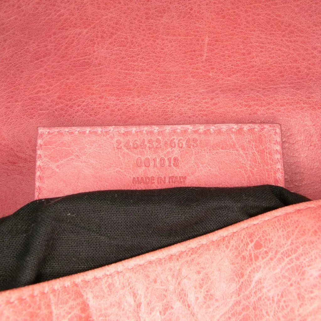Balenciaga Lambskin Motocross Classic Folk Messenger Bag Pink Leather Good - Box View