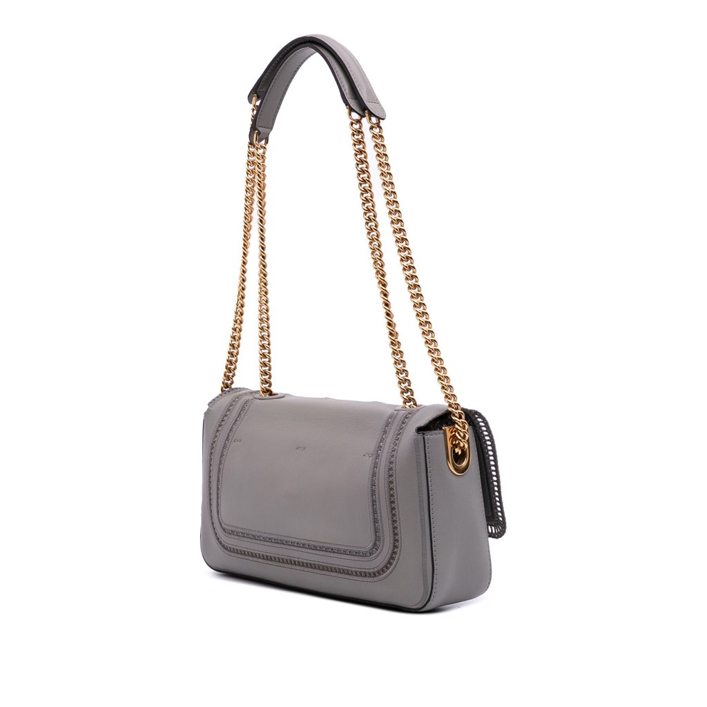 Fendi Embroidered Lace Leather Baguette Chain - Back view