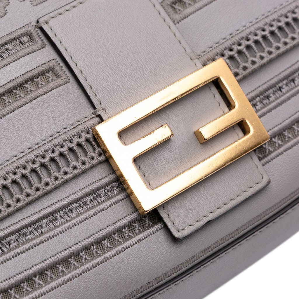Fendi Embroidered Lace Leather Baguette Chain - Detail 2