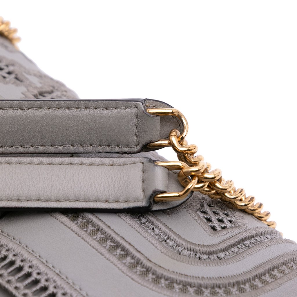 Fendi Embroidered Lace Leather Baguette Chain - Image 11