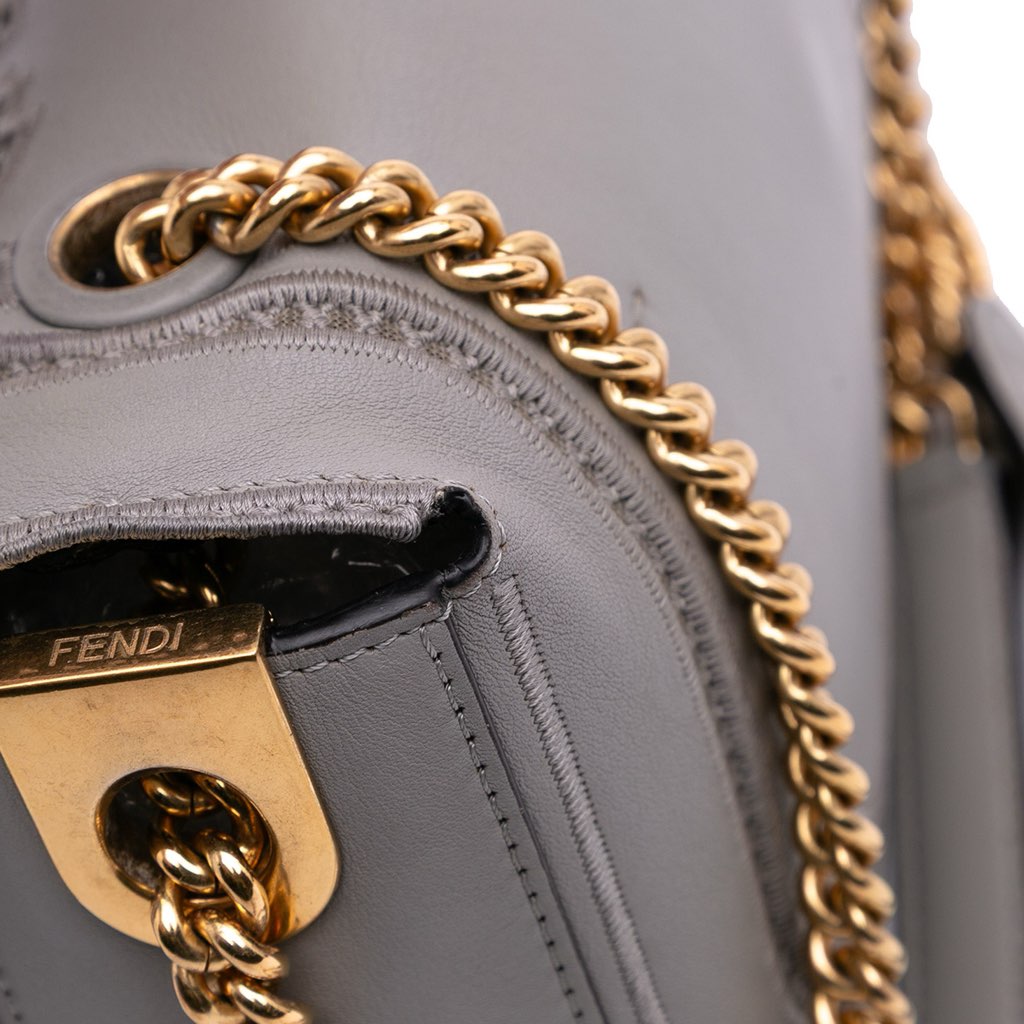 Fendi Embroidered Lace Leather Baguette Chain - Image 12