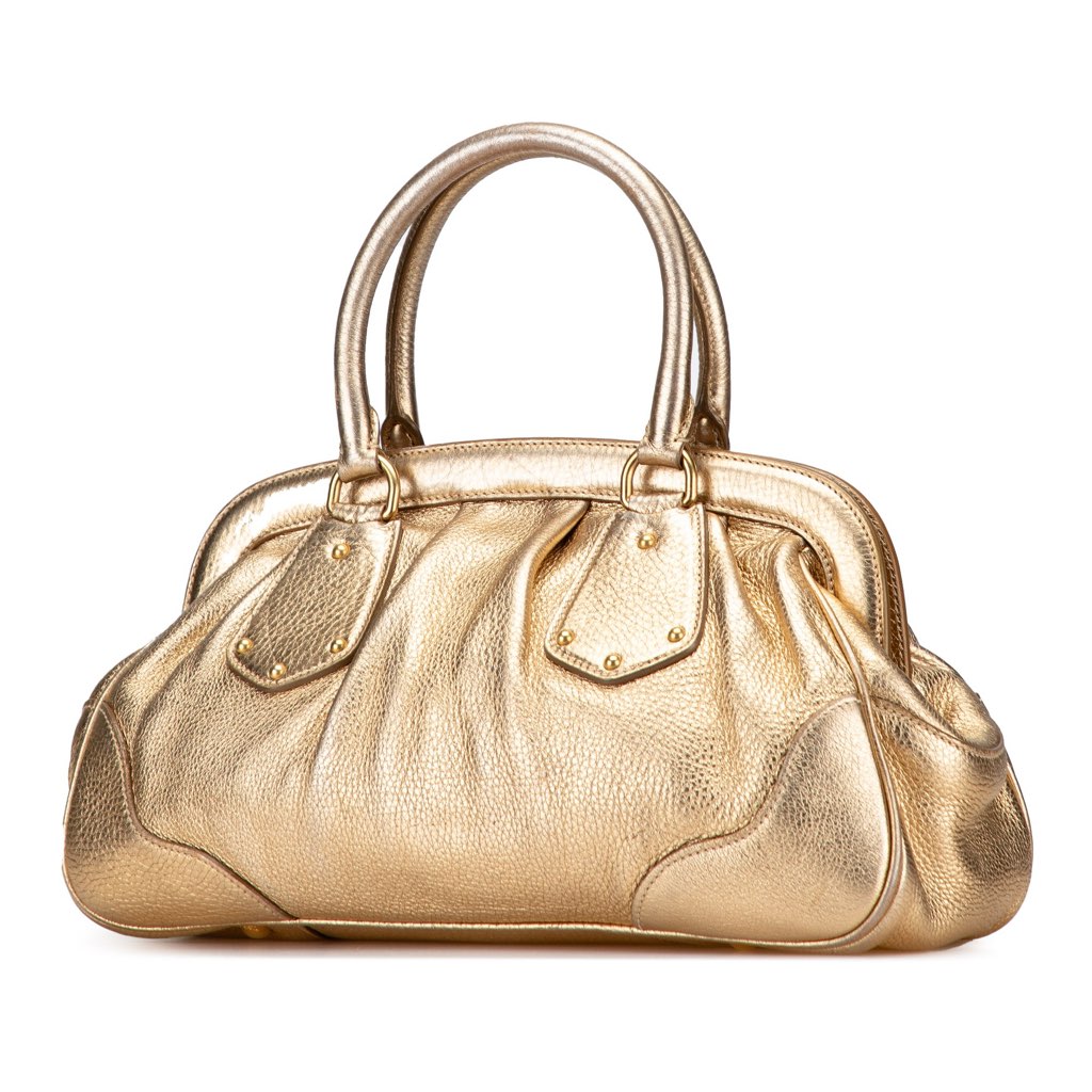 Prada Metallic Vitello Daino Frame Handbag - 2