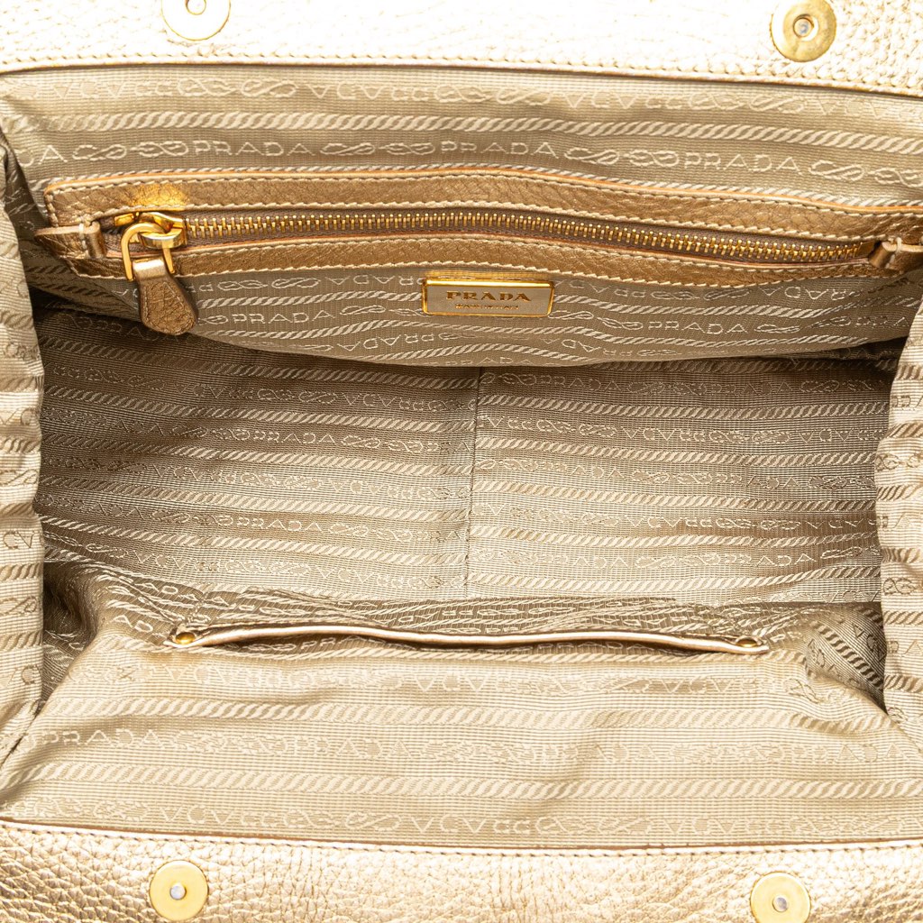 Prada Metallic Vitello Daino Frame Handbag - 4