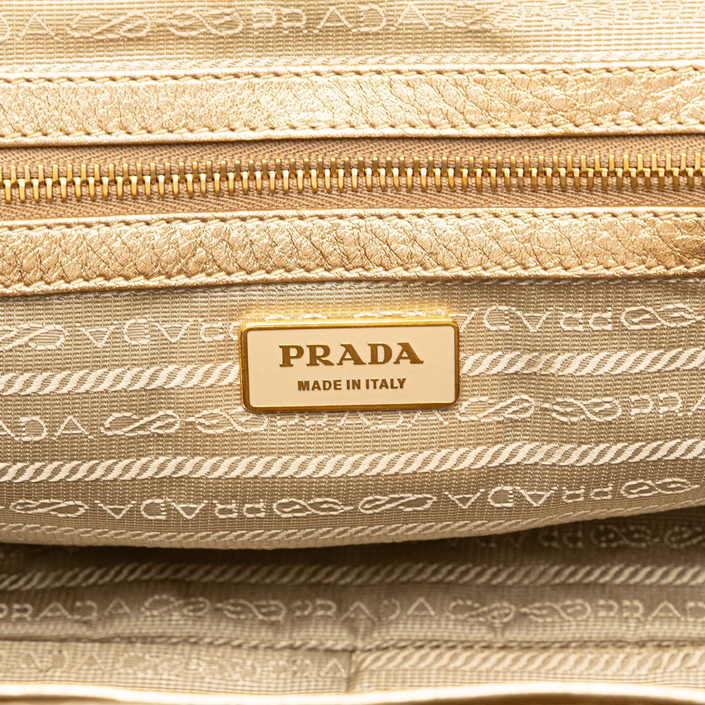Prada Metallic Vitello Daino Frame Handbag - 5