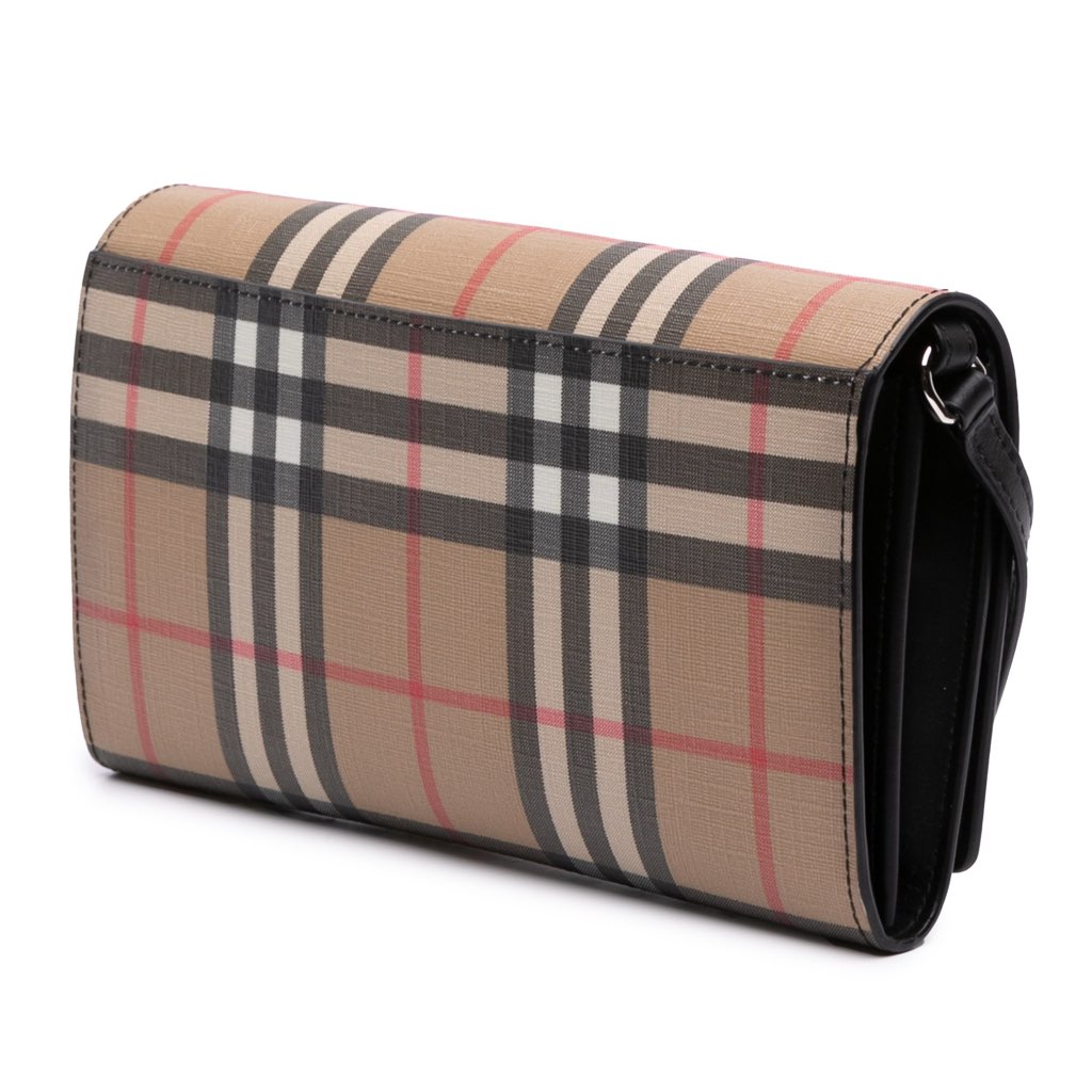 Burberry House Check Coated Canvas Wallet on Strap - 2