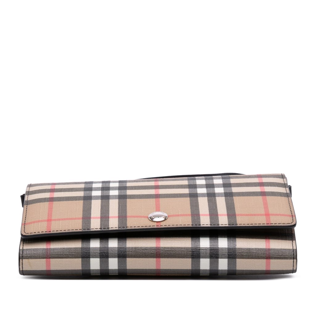 Burberry House Check Coated Canvas Wallet on Strap - 3