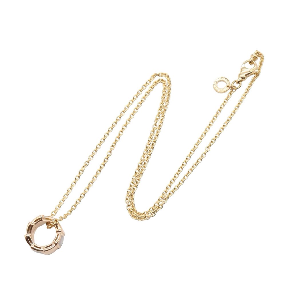 Bvlgari 18K Yellow Gold Mother of Pearl Serpenti Viper Pendant Necklace