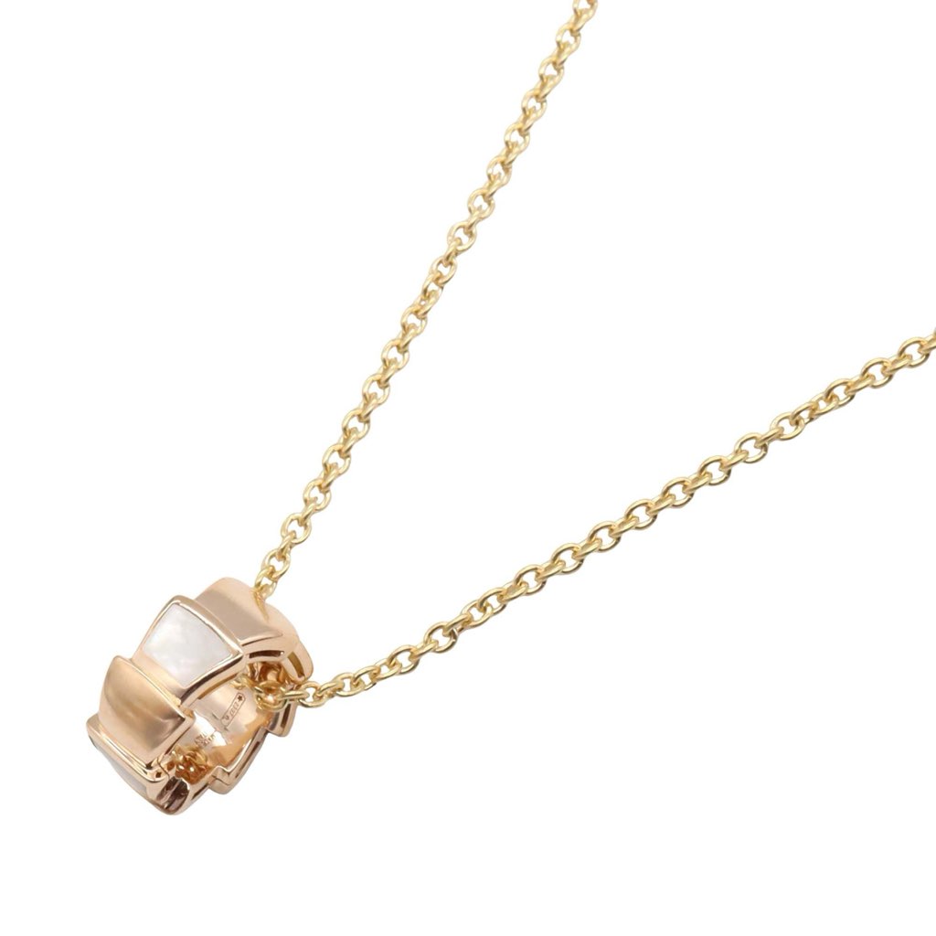 Bvlgari 18K Yellow Gold Mother of Pearl Serpenti Viper Pendant Necklace - Back view