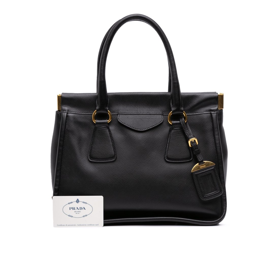 Prada Saffiano Lucido Top Handle Frame Tote - Image 12