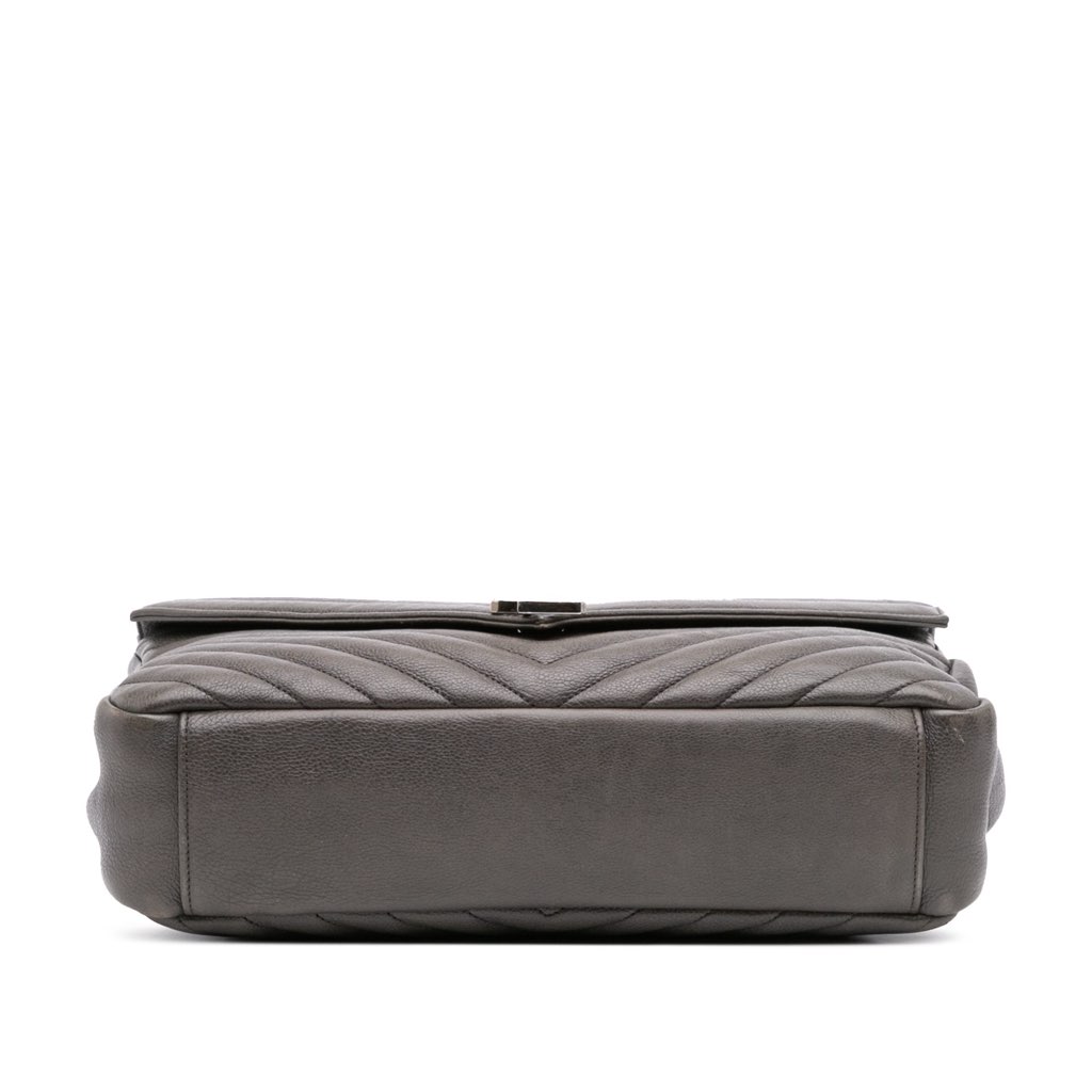 Saint Laurent Large Chevron Sheepskin Monogram College Bag - 3