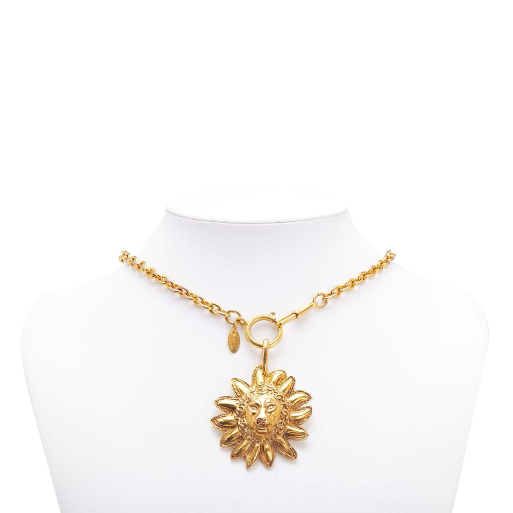Chanel Gold Plated Leo Lion Sun Medallion Necklace - Image 10