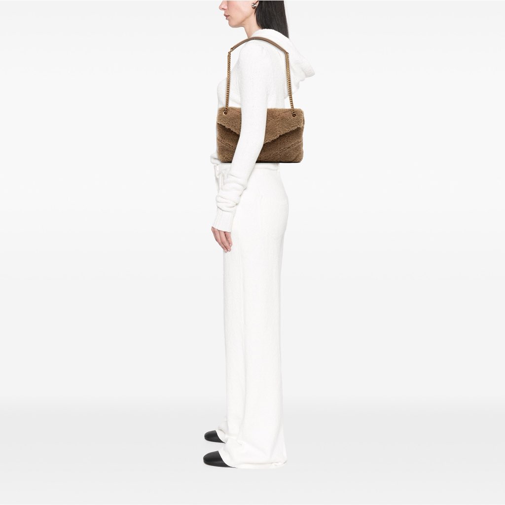 Saint Laurent Small Shearling Loulou Puffer Shoulder Bag - Image 14