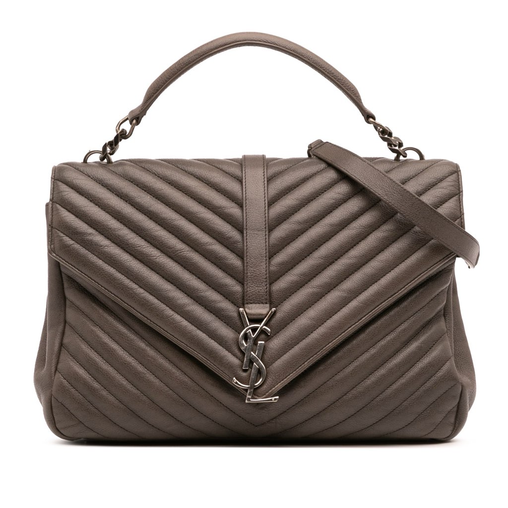 Saint Laurent Large Chevron Sheepskin Monogram College Bag