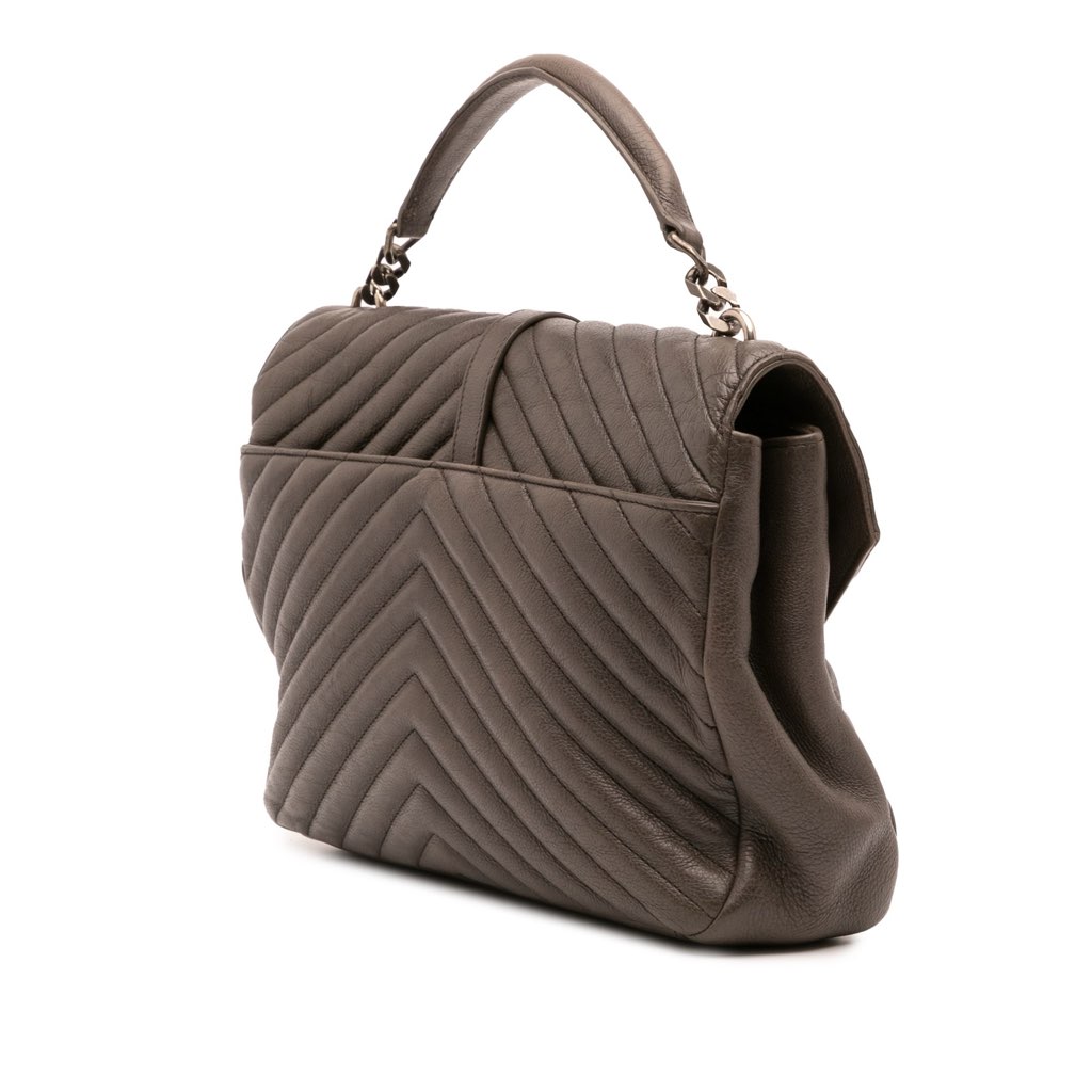 Saint Laurent Large Chevron Sheepskin Monogram College Bag - Back view