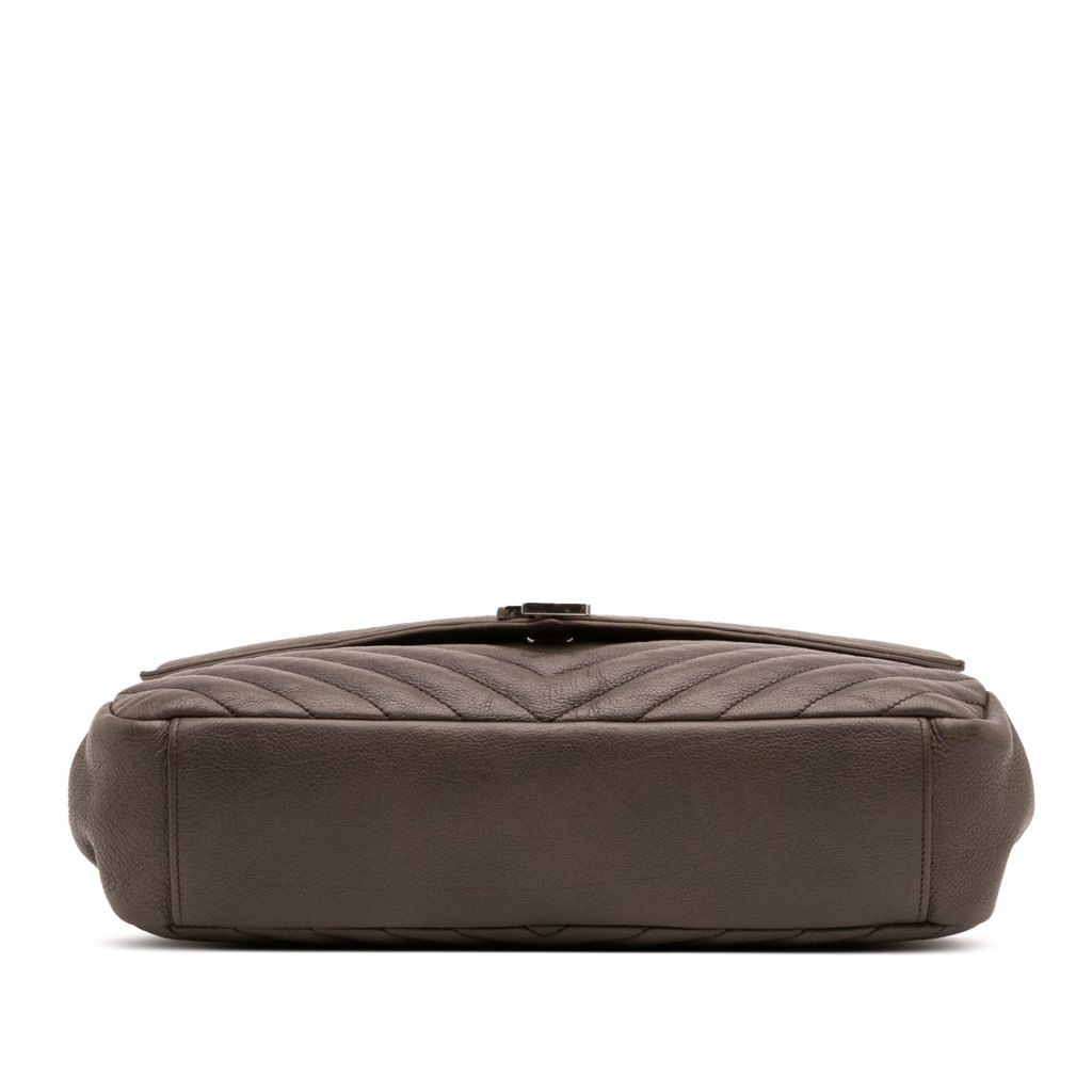 Saint Laurent Large Chevron Sheepskin Monogram College Bag - Image 6