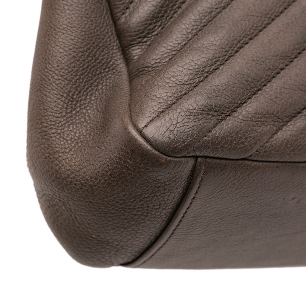 Saint Laurent Large Chevron Sheepskin Monogram College Bag - Image 10