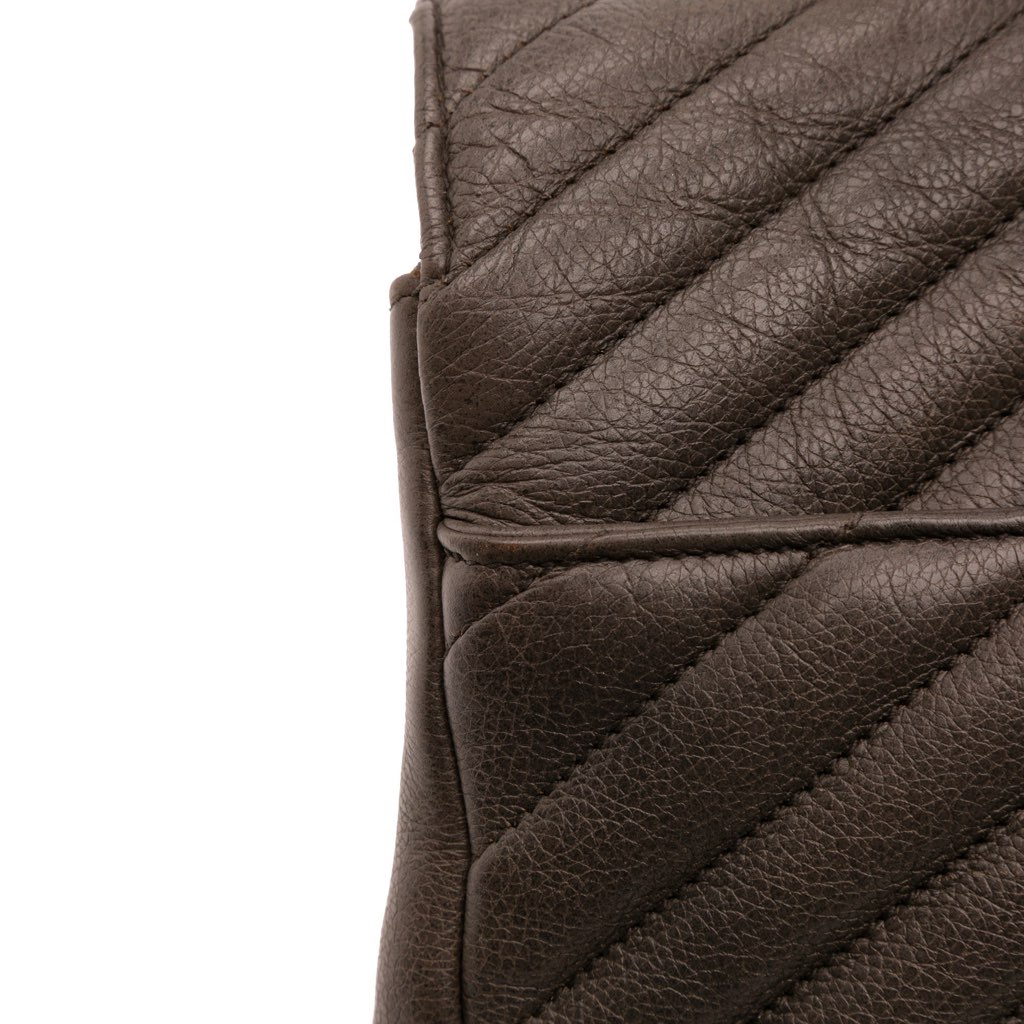 Saint Laurent Large Chevron Sheepskin Monogram College Bag - Image 11