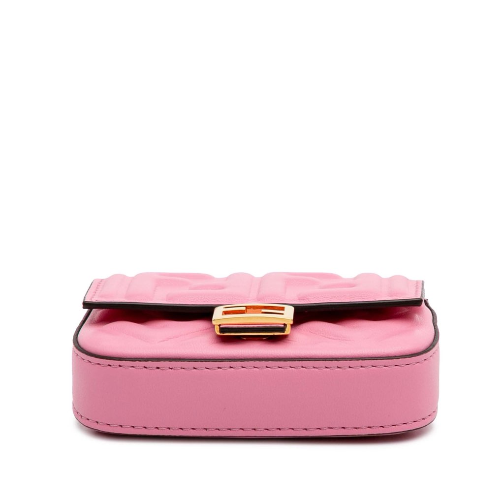 Fendi Nano Zucca Embossed Leather Baguette Charm - Image 6