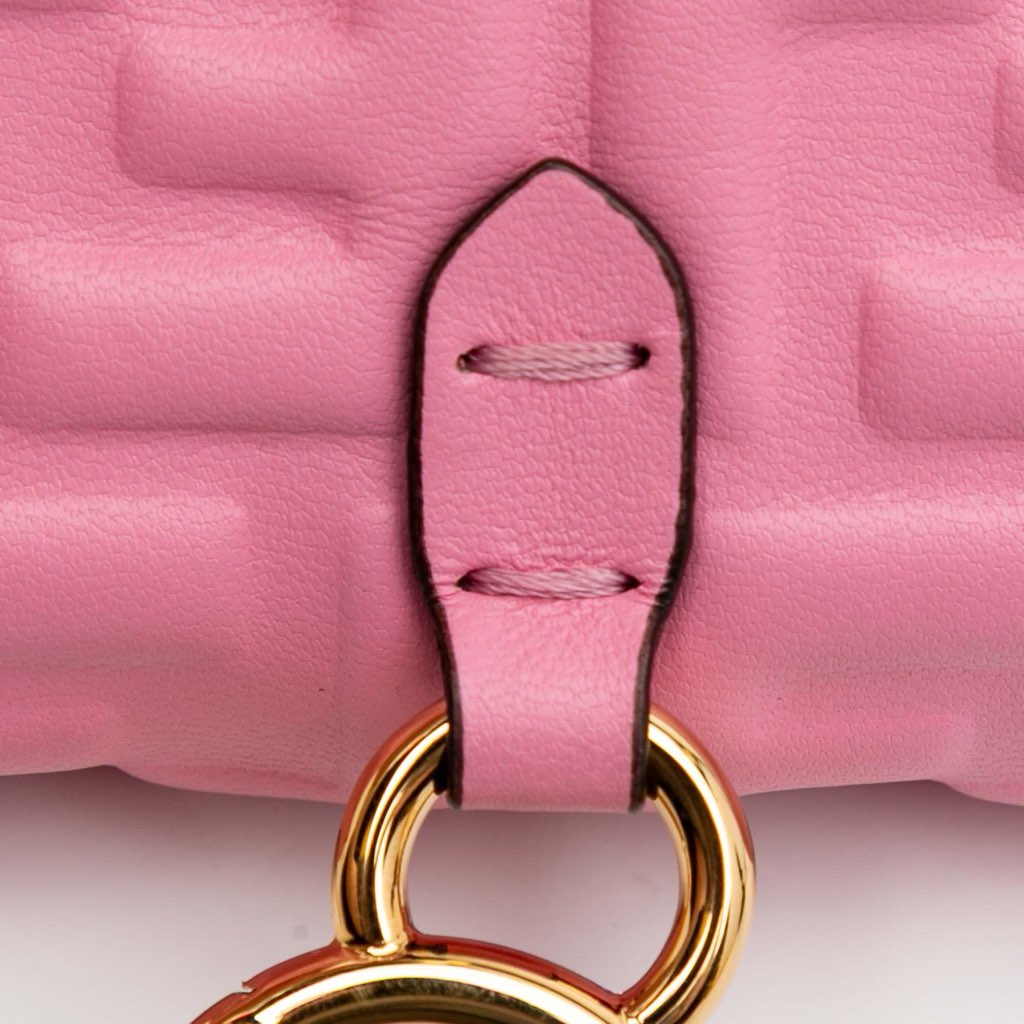 Fendi Nano Zucca Embossed Leather Baguette Charm - Detail 2