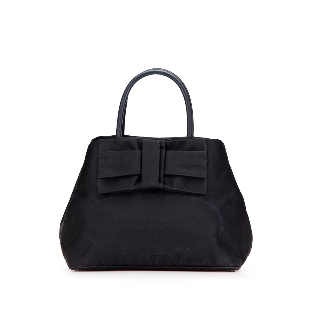 Prada Tessuto Canapa Logo Bow Satchel