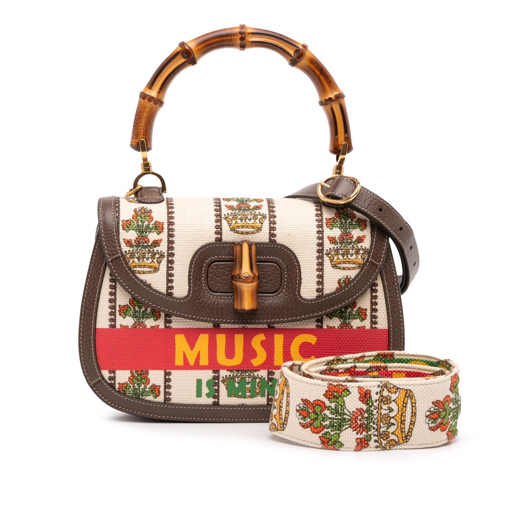 Gucci 100th Anniversary Medium Canvas 1947 Bamboo Top Handle Bag - Image 14