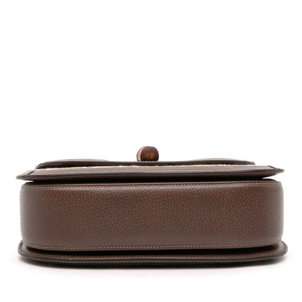 Gucci 100th Anniversary Medium Canvas 1947 Bamboo Top Handle Bag Brown Canvas Good - Inside View