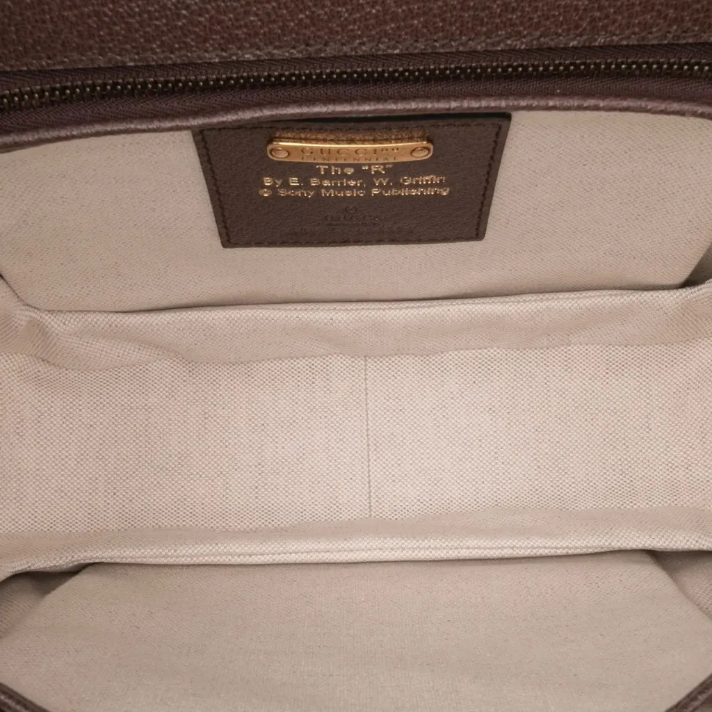 Gucci 100th Anniversary Medium Canvas 1947 Bamboo Top Handle Bag Brown Canvas Good - Model View