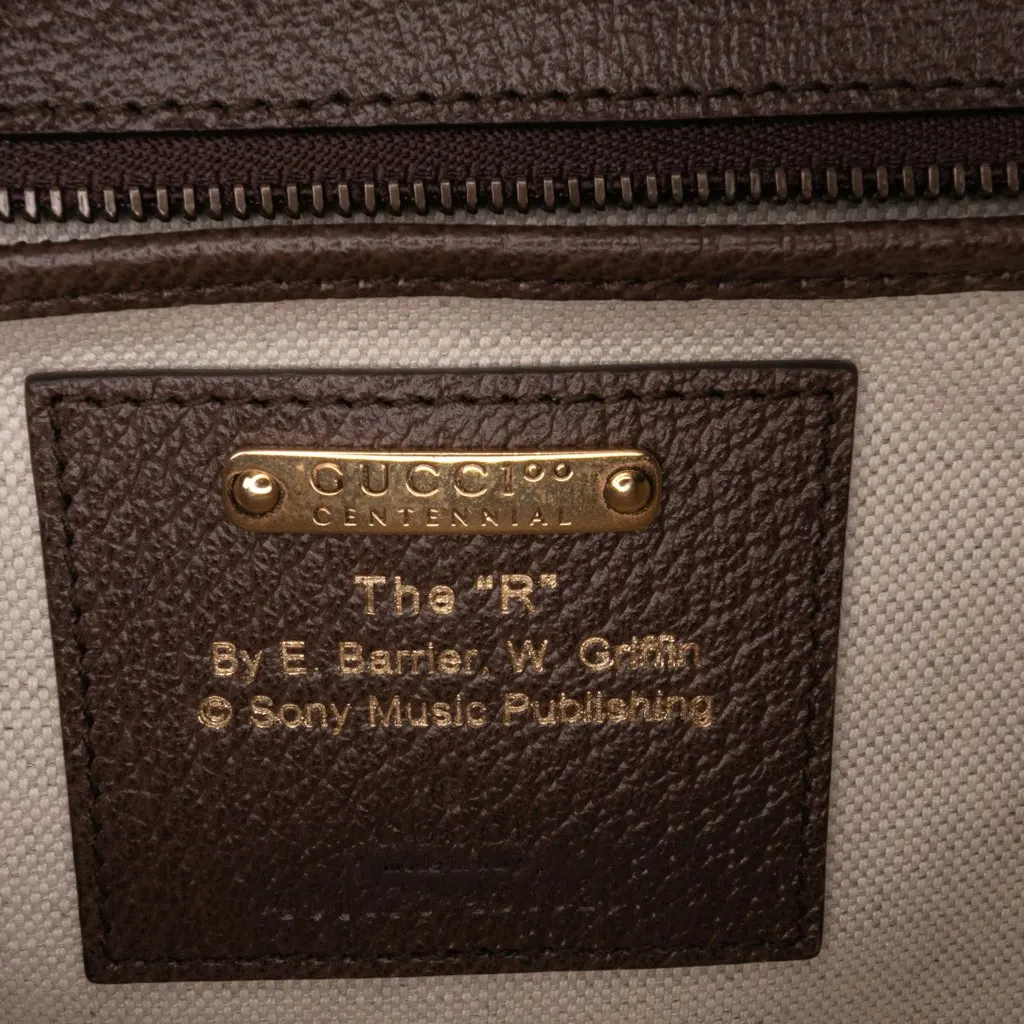 Gucci 100th Anniversary Medium Canvas 1947 Bamboo Top Handle Bag Brown Canvas Good - Box View