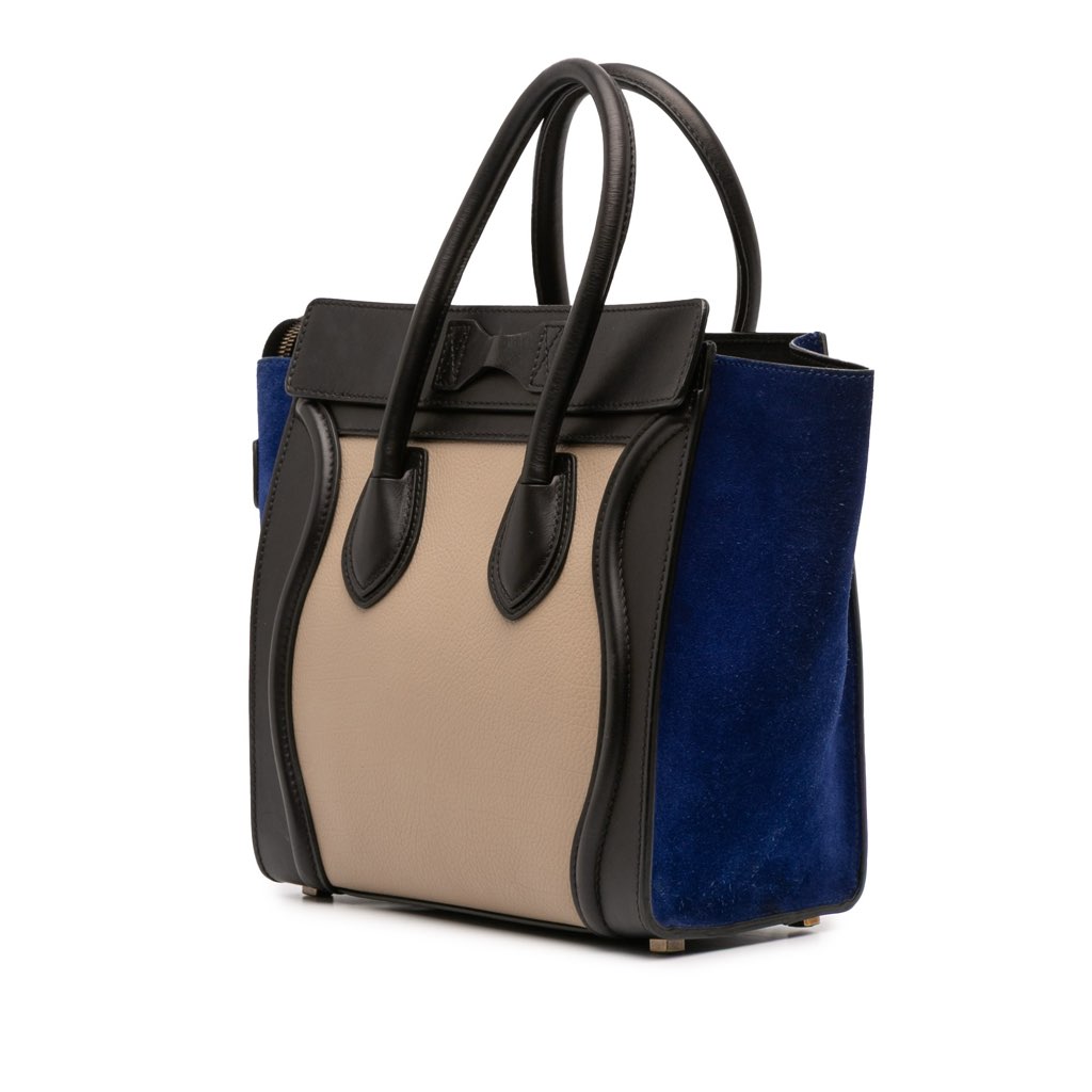 Celine Micro Tricolor Leather Luggage Tote - Back view