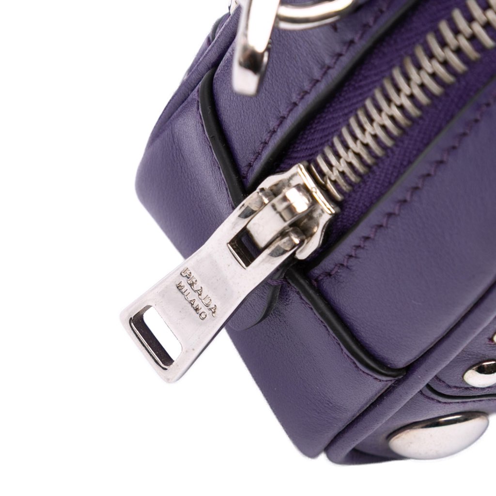 Prada Mini Leather Studded Camera Bag - Image 10