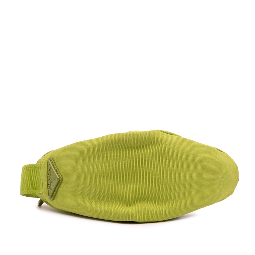 Prada Canvas Canapa Triangle Logo Wristlet Clutch - 3