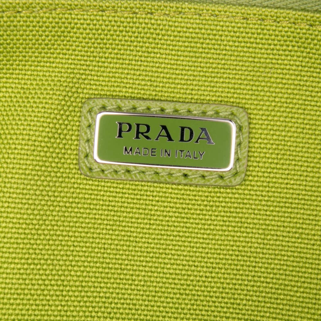 Prada Canvas Canapa Triangle Logo Wristlet Clutch - 5