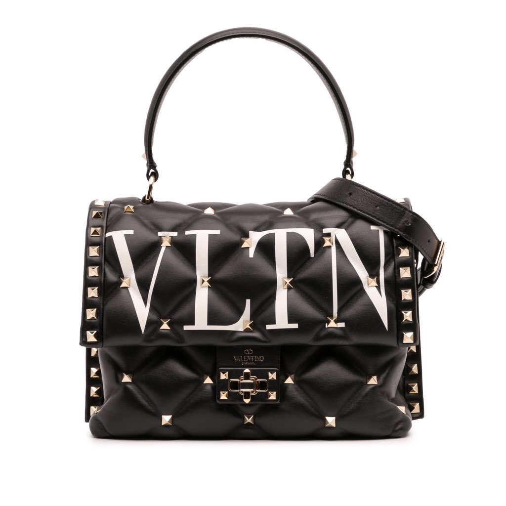 Valentino Lambskin VLTN Candystud Top Handle Bag