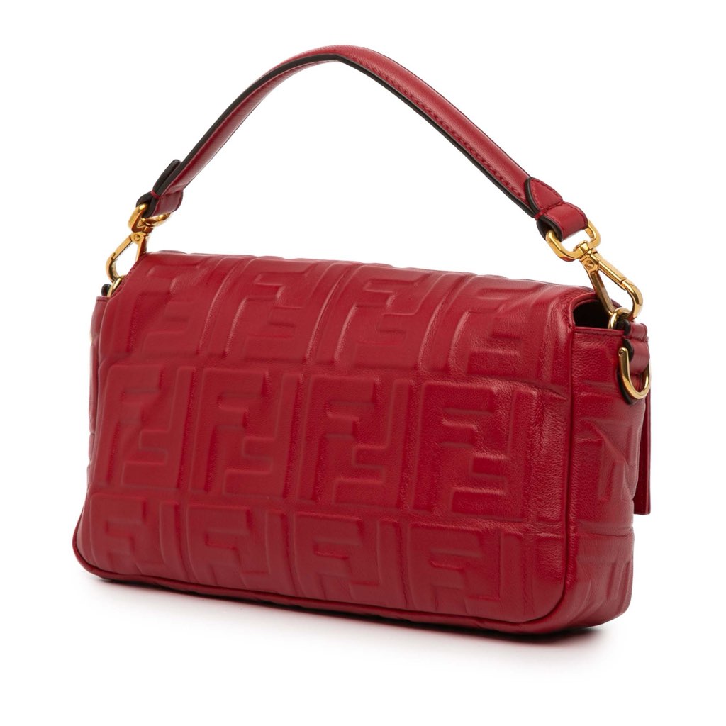 Fendi Zucca Embossed Leather Baguette Satchel - 2