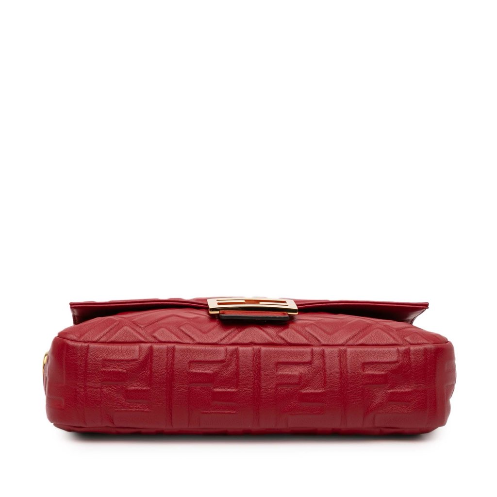 Fendi Zucca Embossed Leather Baguette Satchel - 3