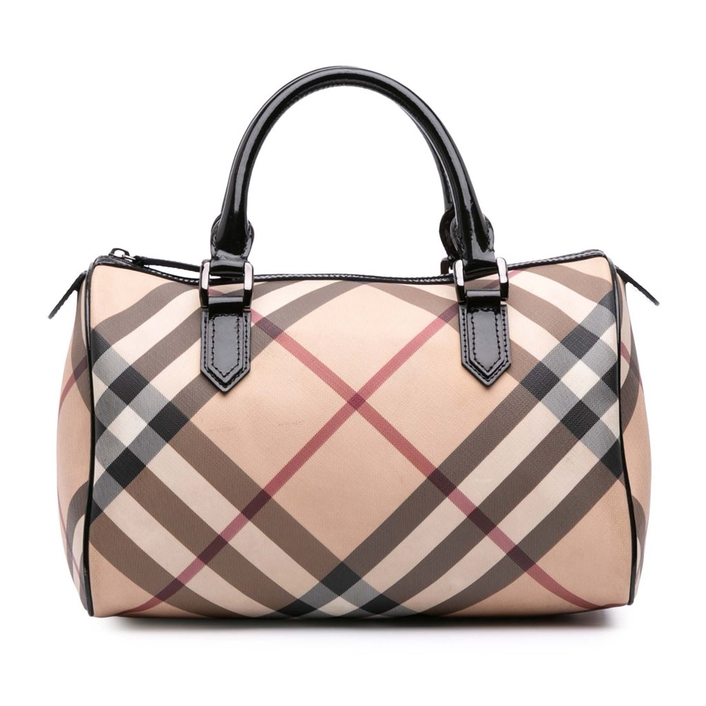 Burberry Supernova Check Coated Canvas Boston Bag