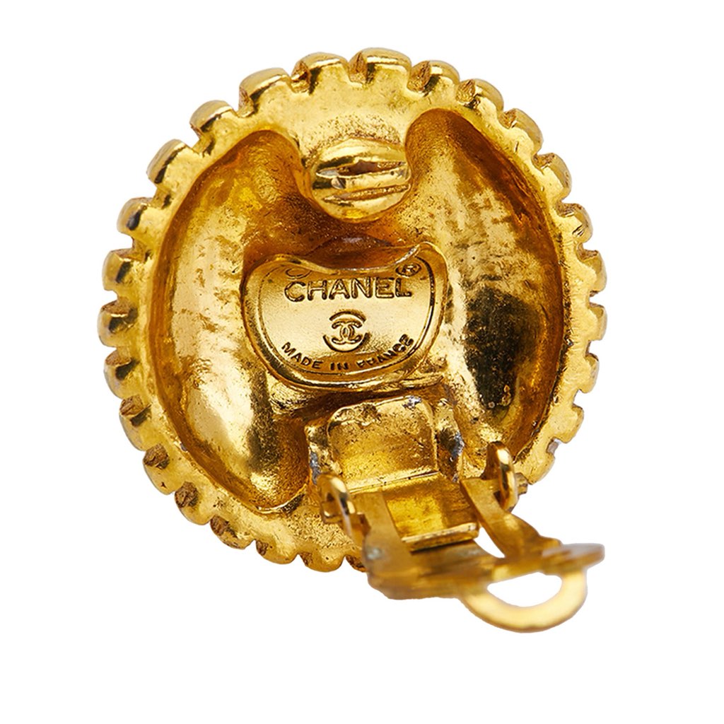 Chanel Gold Plated CC Round Clip On Earrings - Image 6