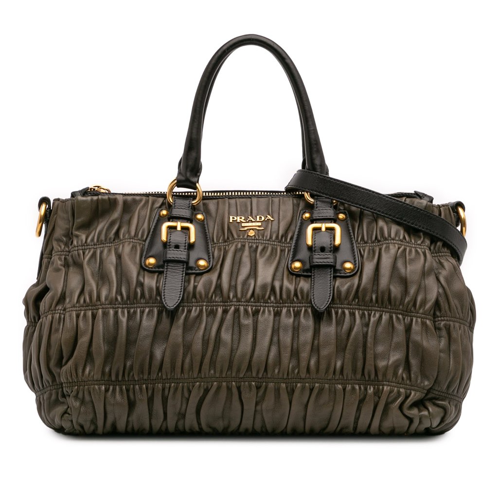 Prada Bicolor Nappa Gaufre Double Zip Satchel