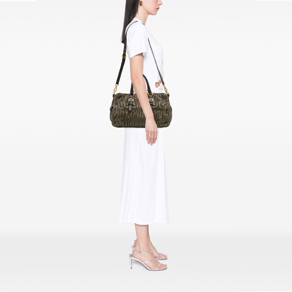 Prada Bicolor Nappa Gaufre Double Zip Satchel - Image 14