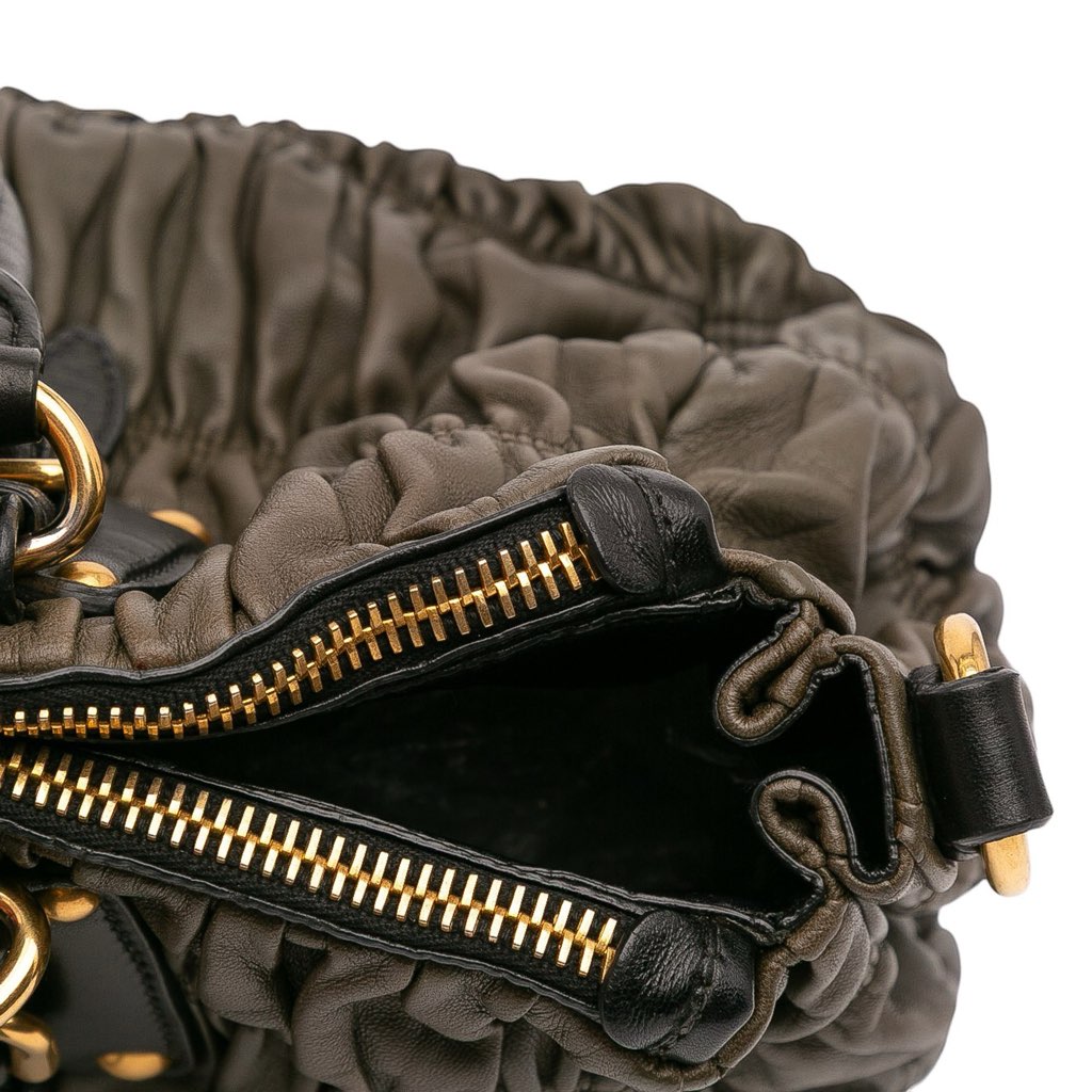 Prada Bicolor Nappa Gaufre Double Zip Satchel - Image 10