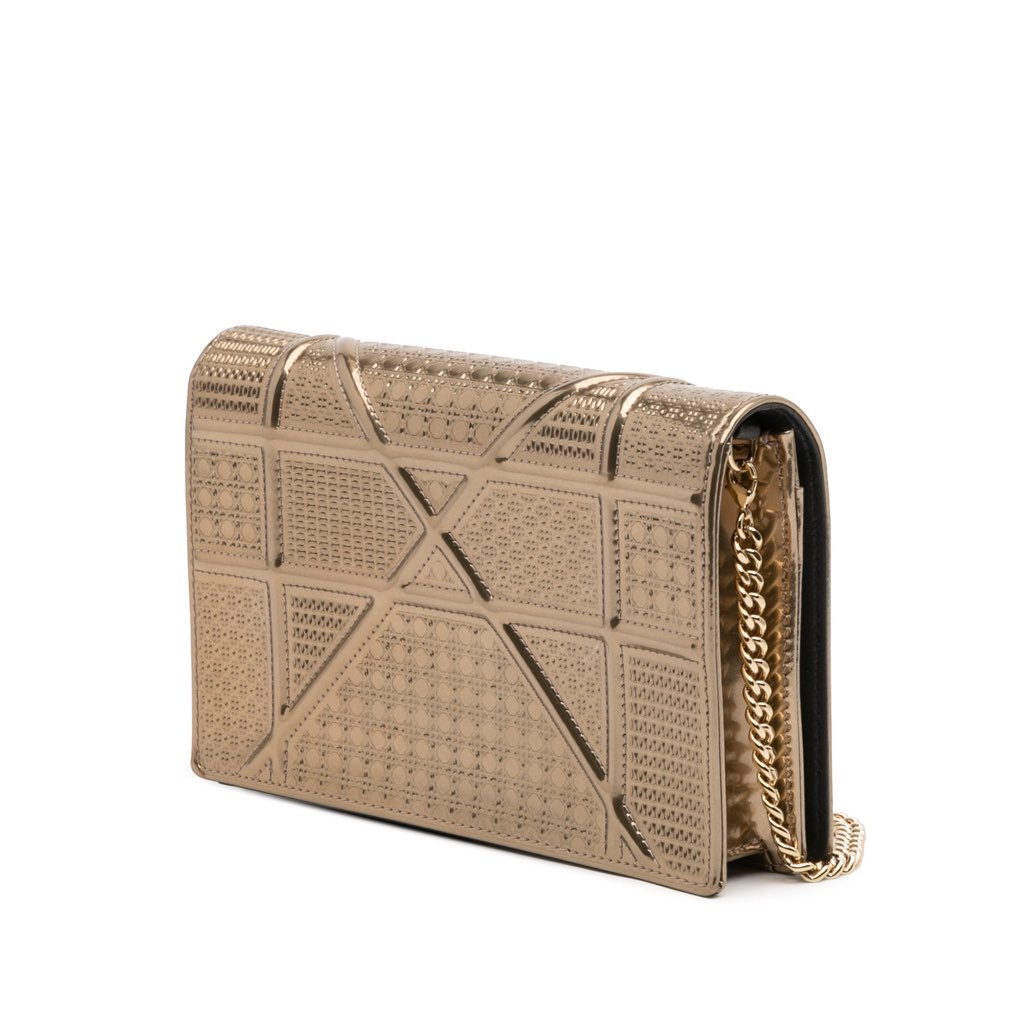 Dior Metallic Patent Microcannage Diorama Wallet on Chain - 2