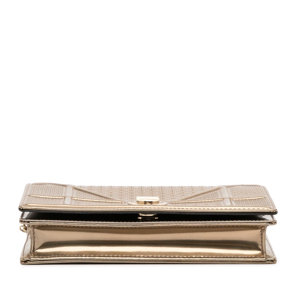 Dior Metallic Patent Microcannage Diorama Wallet on Chain - 3