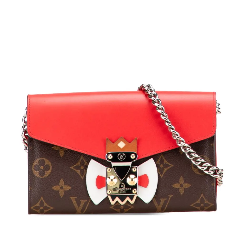 Louis Vuitton Monogram Tribal Mask Chain Wallet Brown Canvas Good - Front View