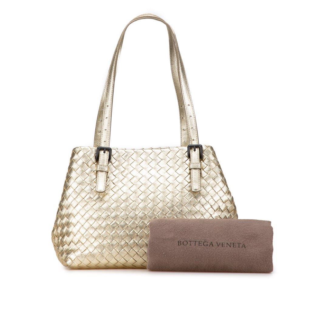 Bottega Veneta Small Metallic Nappa Intrecciato Cesta Tote - Image 13
