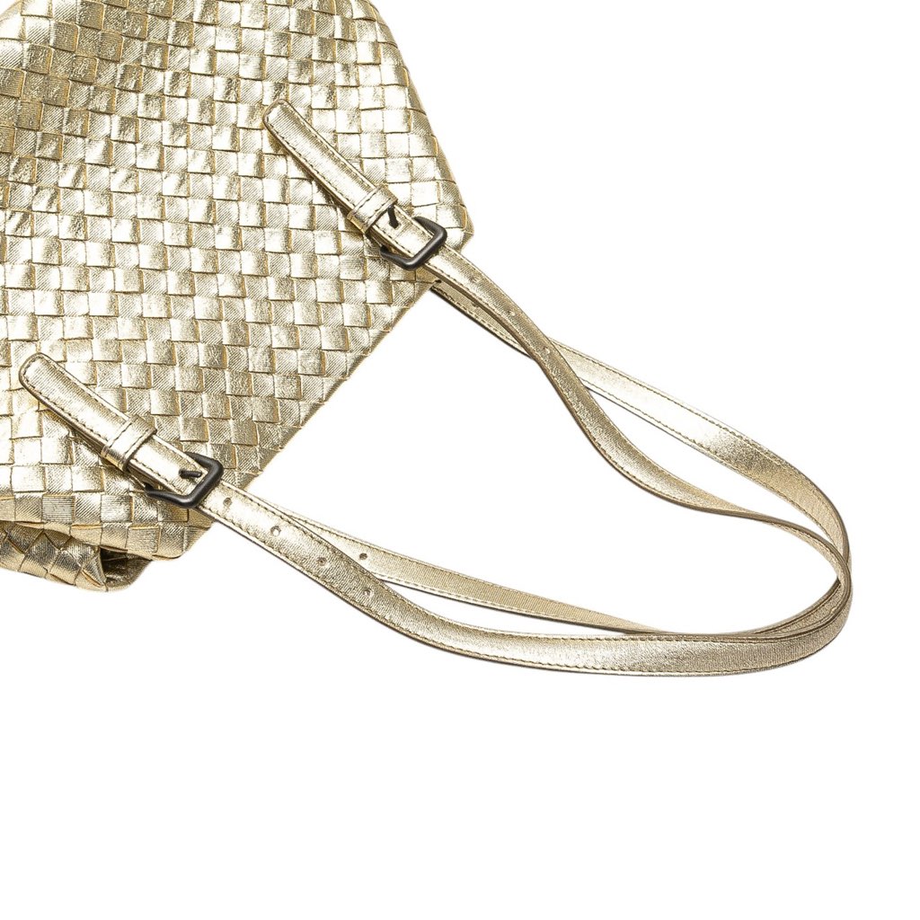 Bottega Veneta Small Metallic Nappa Intrecciato Cesta Tote - Image 11