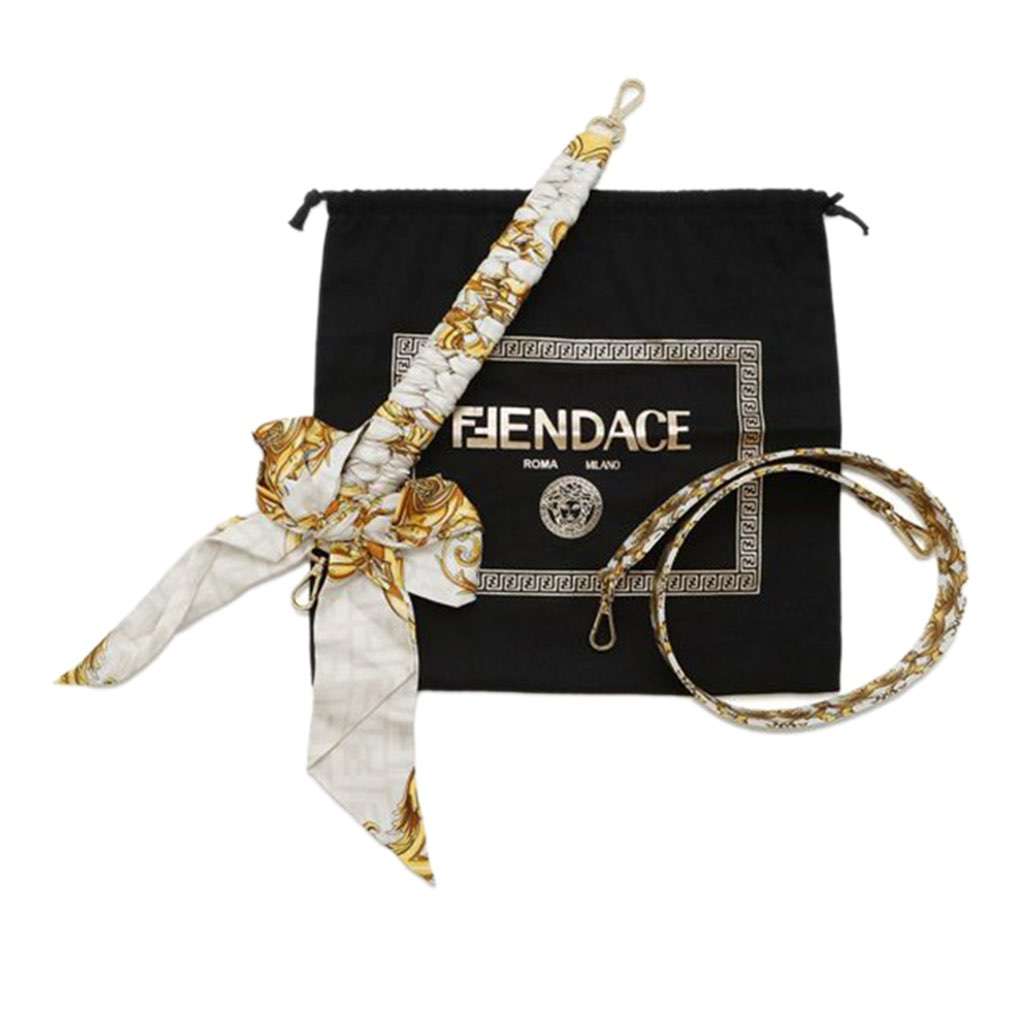 Fendi Versace Fendace FF Baroque Print Silk Baguette Satchel - Image 12